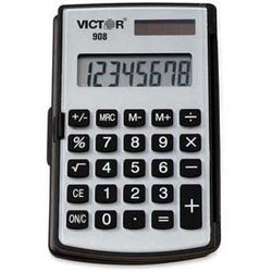 Victor® 8-Digit Pocket Calculator, 908, Dual Power, 2-7/8" X 4-1/2" X 3/8", Black 1119420