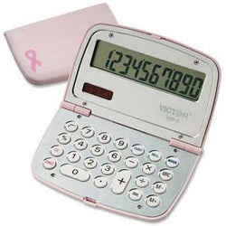 Victor® 10-Digit Calculator, 9099, Dual Power, 4-1/2" X 3" X 1/2", Pink 1119422