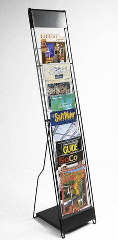 10-Tier Portable Literature Floor Stand with Case, for 8.5 x 11 Catalogs - Black 119052