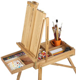 Wood Art Easel for Floor with Storage Compartment, Tilting - Natural 119069