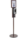 Hand Sanitizer Dispenser, Holds 8.5" x 11" Sign, Floor Standing - Mahogany 119088