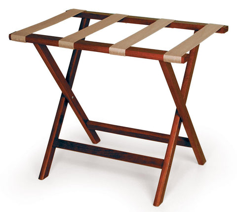 Wooden Luggage Rack - Mahogany with Tan Straps 119109