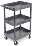 40" Plastic Utility Cart, 3 Trays - Gray 119118