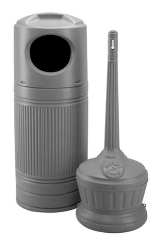 30 Gallon Outdoor Trash Can & Ashtray Combo - Gray 119199