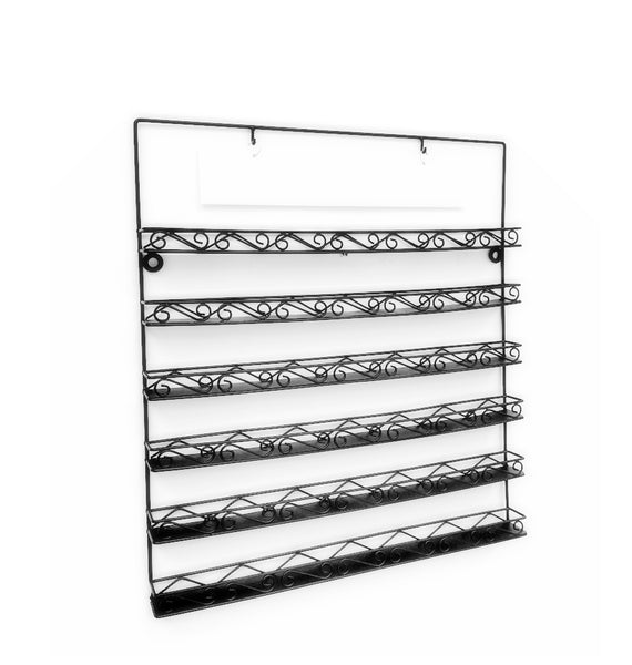 FixtureDisplays® 22 X 24 X 2" Black 6 Tiers Nail Polish Rack, 21.6 X 1.57 X 1.2" Shelf, for Cosmetic and Beauty Stores 119353