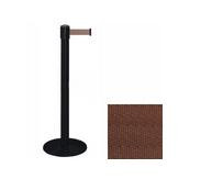 38" Black Stanchion Post with 7.5' Retractable Belt - Brown 119427