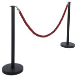 Set of (2) 39" Black Stanchion Posts with 6.5' Twisted Red Rope 119504