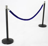 Set of (2) 39" Black Stanchion Posts with Chrome Tops and 6.5' Blue Rope 119508