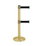 38" Brass Stanchion Post with (2) 7.5' Retractable Belts - Black 119524