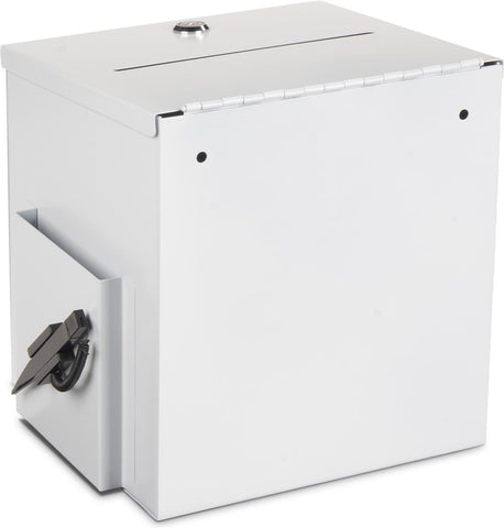 Metal Ballot Box W/ Side Pocket, Pen & Lock, Wall Or Countertop - Whit ...