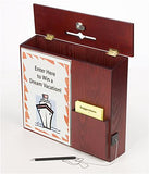 Wooden Ballot Box w/ Sign Holder, Pocket, Pen & Lock, Wall or Countertop - Mahogany 119607