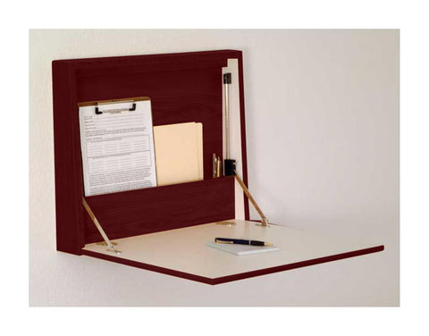 Folding Desk Laptop Station for Wall Mount - Red Mahogany 119678