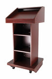 Podium with Wheels, Convertible Design for Floor or Tabletop - Red Mahogany 119727