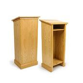 Wood Podium for Floor, Open Back, Oak - Light Stain 119748