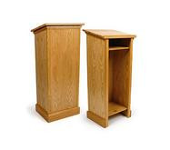 Wood Podium for Floor, Open Back, Oak - Medium Stain 119749