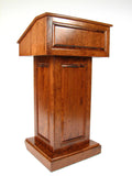 Wood Podium with Wheels, Convertible Design for Floor or Tabletop - Cherry 119770