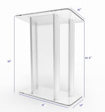 Acrylic Podium with Aluminum Sides, 1-Color Custom Graphic – Clear & Silver 119933