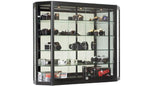 4x3 Wall Mounted Display Case w/Mirror Back & 3 Top Lights, Locking - Black 119994