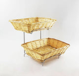 Two-tier Display Rack for Counters with 2 Plastic Woven Baskets, Retail Displays 120023