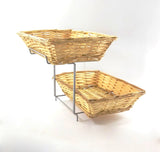 Two-tier Display Rack for Counters with 2 Plastic Woven Baskets, Retail Displays 120023