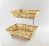 Two-tier Display Rack for Counters with 2 Plastic Woven Baskets, Retail Displays 120023