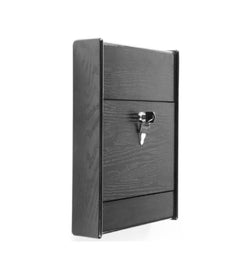 Wooden Ballot Box for Tabletop or Wall, Locking Hinged Door - Black 120037