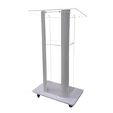 Clear Acrylic Plexiglass Podium Steel Sides Church Pulpit School Lectern Funeral 14310