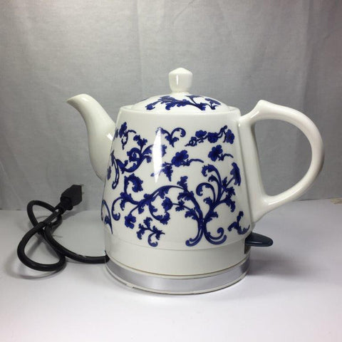 FixtureDisplays® Ceramic Electric Kettle with Peony Flower Pattern Two-tone  15000