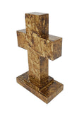 Wooden Pedestal Rugged Cross Metal Decor 5. 5WX3DX9"H Rustic Christian Cross