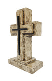 Wooden Pedestal Rugged Cross Metal Decor 5. 5WX3DX9"H Rustic Christian Cross