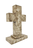 Wooden Pedestal Rugged Cross Metal Decor 5. 5WX3DX9"H Rustic Christian Cross