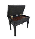 Black Piano Bench Keyboard Chair Adjustable Height 19-23" With Storage Compartment 15361