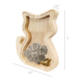 Wood Cat Piggy Bank Savings Kids Coin Keepsake Boys Girls Gift for Cat Lover 15553-CAT