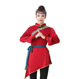 Mongolian Dance Dress Skirt Headdress Belt Custume Skirt Wine Red Color 15597- wine red