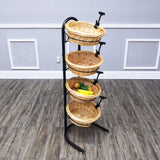 Wicker Basket Stand Grocery Produce Store Display Market Rack Kitchen Organizer 15603