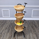 Wicker Basket Stand Grocery Produce Store Display Market Rack Kitchen Organizer 15603