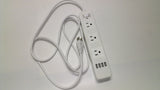 White Power Strip with USB Ports, 3 AC Outlets + 4 USB (2.1A) Power Sockets Charging Station Power