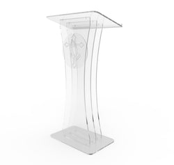 Clear Acrylic Lucite Podium Pulpit Lectern with Prayer Hands Logo 1803-3+12152