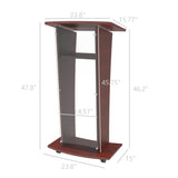 Wood Podium with Acrylic Front Panel, 46" Tall X 24" Wide X 16" Deep Pulpit Lectern, Easy Assembly Required 1803-5-RED