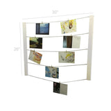 White Photo Display DIY Picture Frame Collage Set Twine Cords Wood Rail Clothpin