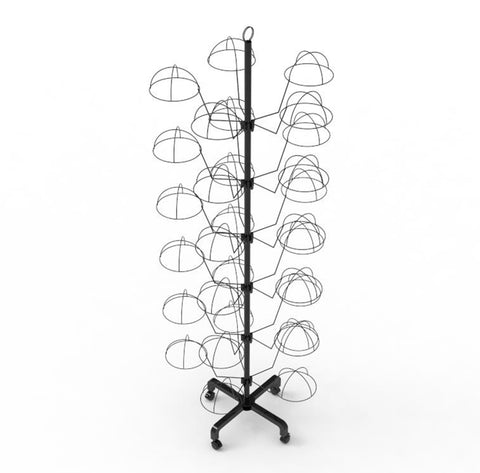Oukaning 7 Tiers Hat Display Retail Hat Rack Spinner Stand Adjustable 35 Hats US, Size: One size, Black