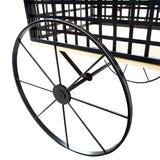 Wood Wagon Flower Planter Bed Stand Wheels Metal Iron Frame Home Outdoor