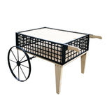 Wood Wagon Flower Planter Bed Stand Wheels Metal Iron Frame Home Outdoor