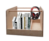 Wooden Storage Case Audio Carrier Book Rack CD Holder Supplies Organizer, Natural Finish 18537