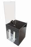 10.0" x 22.0" x 9.0" Acrylic Ballot Box w/Lock, 8.5 x 11 Header, Sign Holder Side Pocket-Black 19242