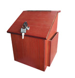 8.0" x 10.0" x 8.5" Wooden Ballot Box for Tabletop or Wall, Locking Hinged Door, Side Pocket - Mahog