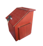 8.0" x 10.0" x 8.5" Wooden Ballot Box for Tabletop or Wall, Locking Hinged Door, Side Pocket - Mahog