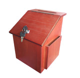 8.0" x 10.0" x 8.5" Wooden Ballot Box for Tabletop or Wall, Locking Hinged Door, Side Pocket - Mahog