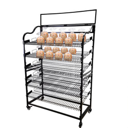 Wide Metal Bakery Display Rack Wheels 6-Shelve 39.5" Wide X 18.5" DeepX 68" Tall 19399NV