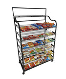 39" Wide Bakery Display Rack Wheels Adjustable Shelves Header Holder Black Stand